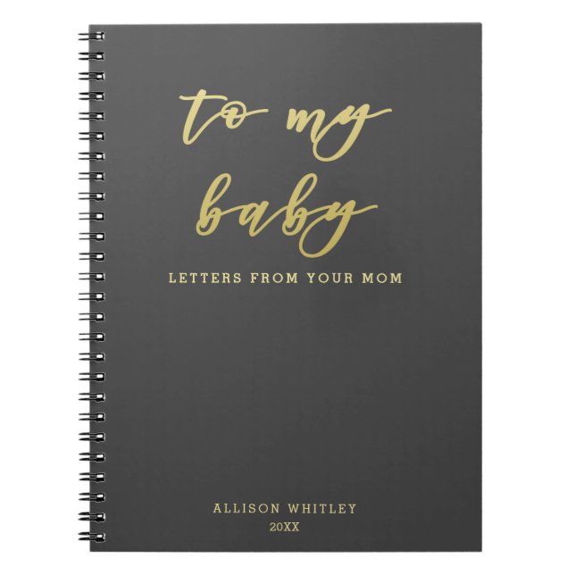Till Baby - Cute Guld Script Gravid Journal Anteckningsbok (Framsidan)