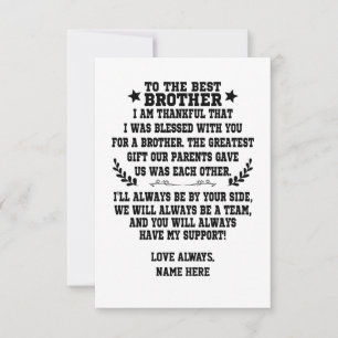 Till bästa broder från syster eller bror tack kort