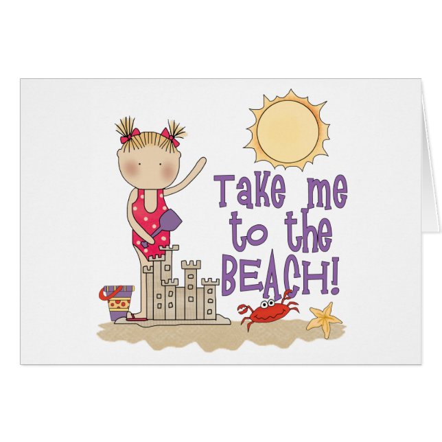 Till Beach-kortet (flicka) OBS Kort (Framsidan Horizontal)