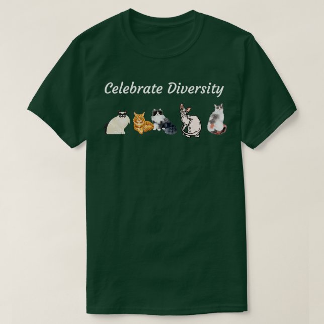 Till beundran för olika katter firar mångfald t shirt (Design framsida)