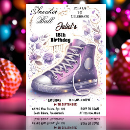 Till Chic Shoe Girl Sweet 16 Sneaker Boll Birthday Inbjudningar