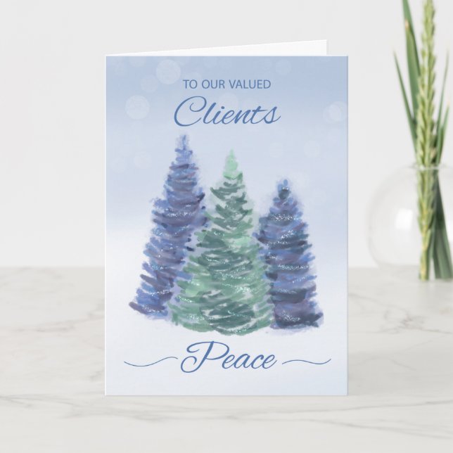Till Clients Helgdag Peace med Evergreen Träd Kort (Framsida)