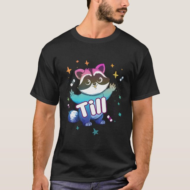 Till - Cute Boy Namn med Coola Raccoon T Shirt (Framsida)
