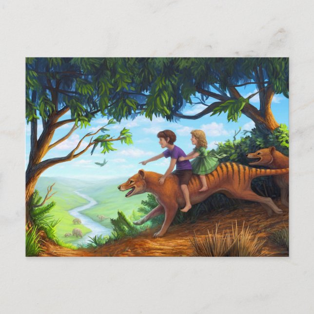 Till dalen i megafauna vykort (Framsida)