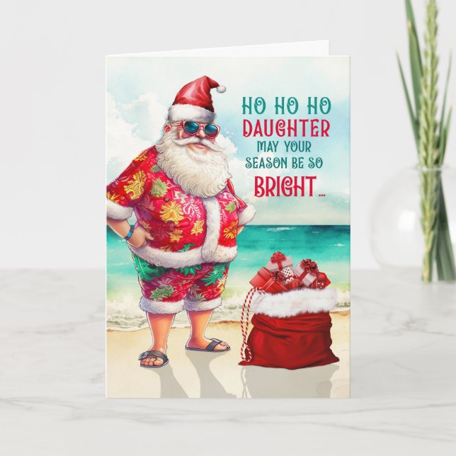 till DaughSanta i Sunglasses Funny jul Helgkort (Framsida)