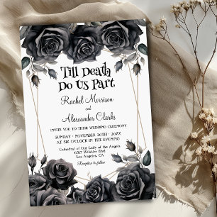 Till Death Black Blommigts Gothic Bröllop Inbjudningar