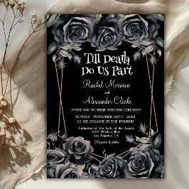 Till Death Black Blommigts Mörk Gothic Bröllop Inbjudningar