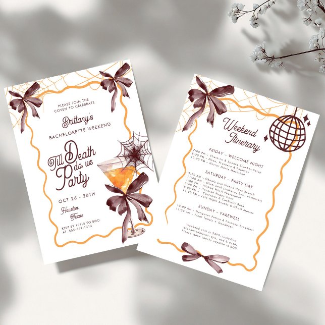 Till Death Bow Cocktail Halloween Bacheloerette In Inbjudningar (Skapare uppladdad)