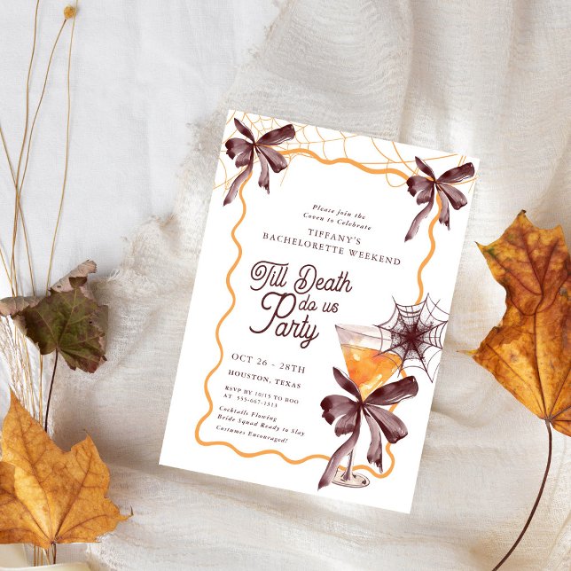 Till Death Bow Cocktail Halloween Bacheloerette Inbjudningar (Skapare uppladdad)