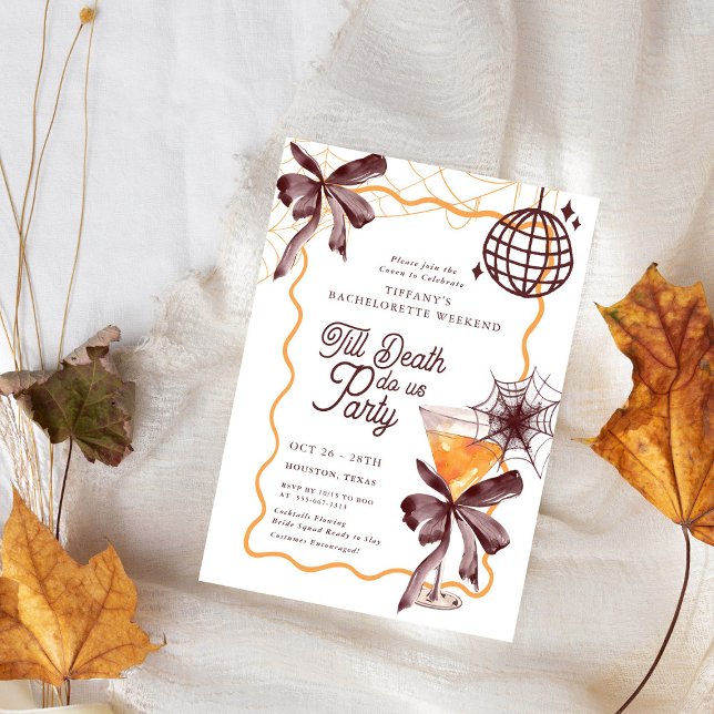 Till Death Bow Cocktail Halloween Bacheloerette Inbjudningar (Skapare uppladdad)