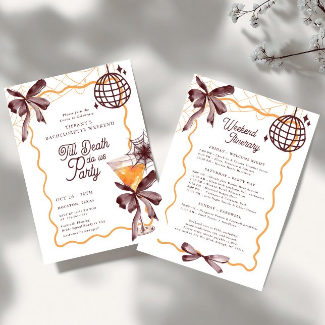 Till Death Bow Cocktail Halloween Bacheloerette Inbjudningar (Skapare uppladdad)