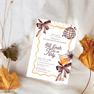 Till Death Bow Cocktail Halloween Bacheloerette Inbjudningar
