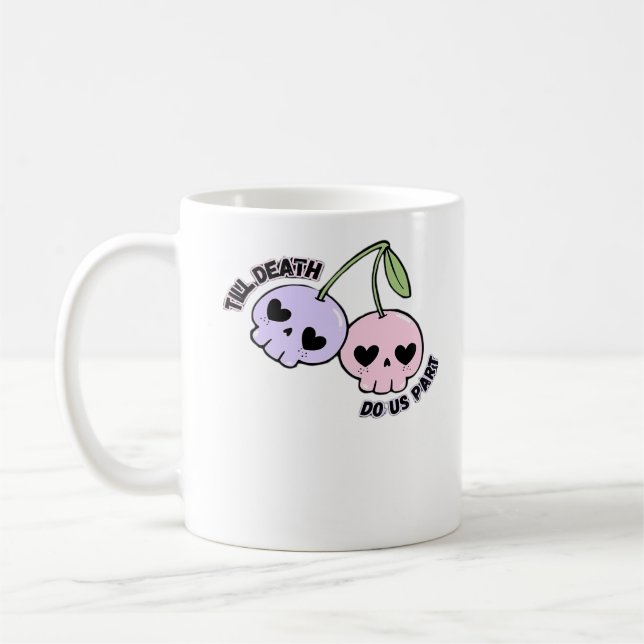Till Death do us part - Cute Goth Skull Design Cla Kaffemugg (Vänster)