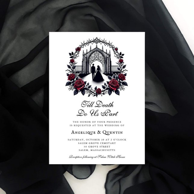 Till Death do US Part Elegant Goth Bröllop Inbjudningar (Till Death Do Us Part Goth Wedding Invitation )