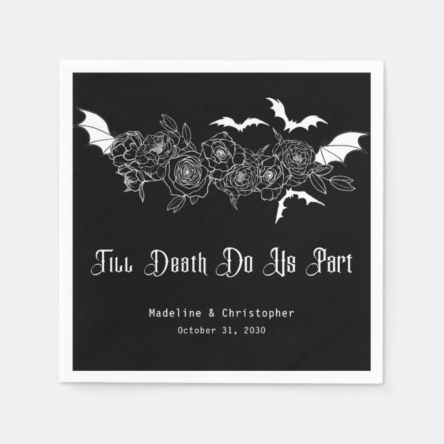 Till Death Do Us Part Gothic Black Wedding Pappersservett (Framsidan)