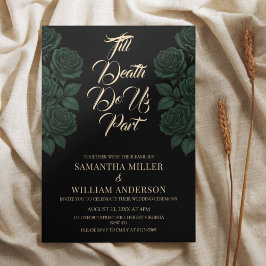 Till Death Do Us Part Green Rose Gothic Wedding In Inbjudningar