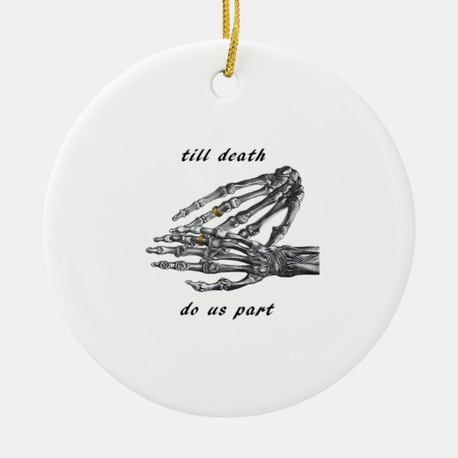 Till Death do us Part Skeleton Händer (Cream) clas Julgransprydnad Keramik (Framsidan)