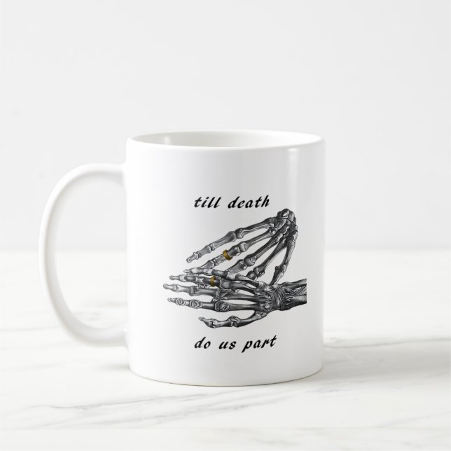 Till Death do us Part Skeleton Händer (Cream) clas Kaffemugg (Vänster)