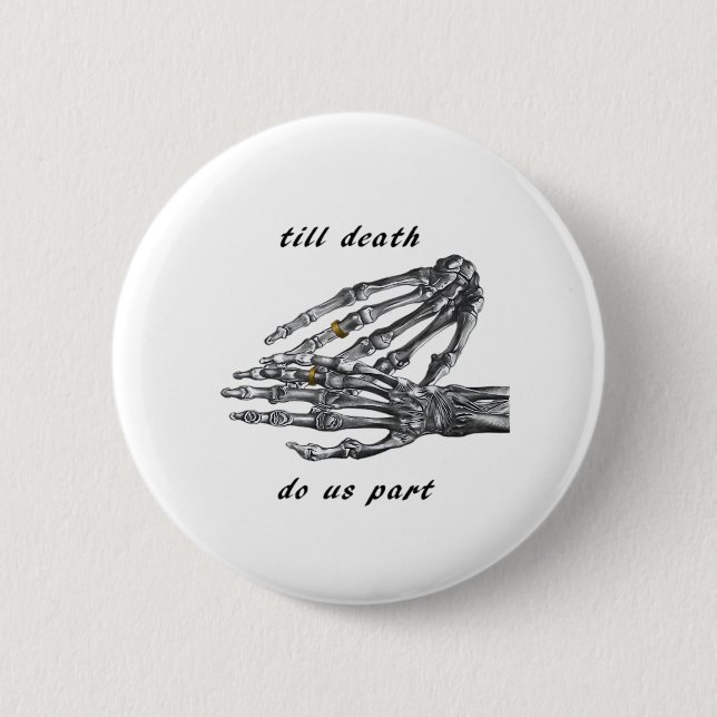 Till Death do us Part Skeleton Händer (Cream) clas Knapp (Framsida)