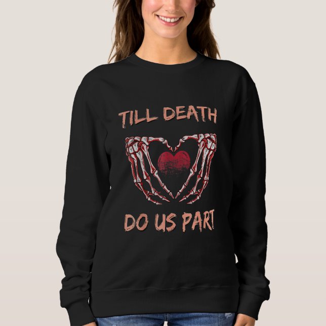 Till Death Do Us Part Skeleton Heart Hands Valenti T Shirt (Framsida)