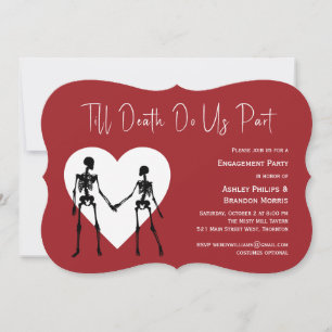Till Death do us Part Skeleton Red Förlovning Inbjudningar