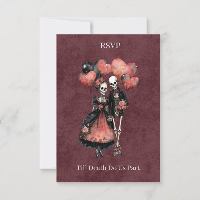 Till Death Do Us Part Skeleton RSVP OSA Kort (Framsida)