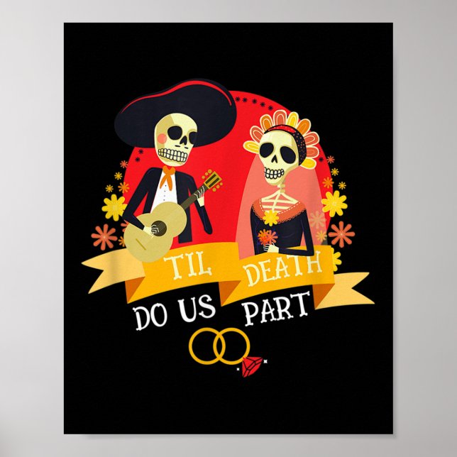 Till Death Do Us Part Sugar Skull Wedding Bride Gr Poster (Framsidan)