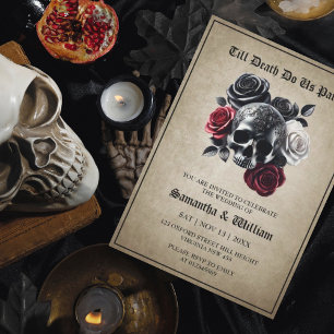 Till Death do US Part Vintage Halloween Bröllop Inbjudningar