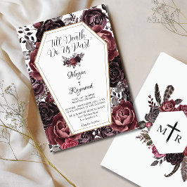 Till Death do US Part Vintage Mörk Gothic Bröllop Inbjudningar