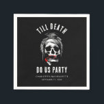 Till Death Do Us Party Bachelorette Party Paper Pappersservett<br><div class="desc">Whether you love scary skeletons, or something in-between, this skull with red lipstick gag is ready to amp up your style volume. Steal the show in this lipstick loving skull design sure to add a rockin' accent to your bachelorette party with your besties all weekend long. Add the name of...</div>