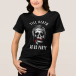 Till Death Do Us Party Bachelorette Party Skull T Shirt<br><div class="desc">Whether you love scary skeletons, or something in-between, this skull with red lipstick gag is ready to amp up your style volume. Steal the show in this lipstick loving skull design sure to add a rockin' accent to your bachelorette party with your besties all weekend long. Add the name of...</div>