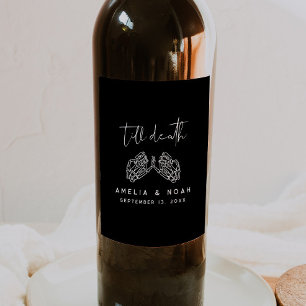 Till Death Gothic Halloween Bröllop Vin-etikett Vinflaska Etikett