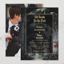 Till Death Gothic Ruins Roses Floral Photo Wedding Inbjudningar