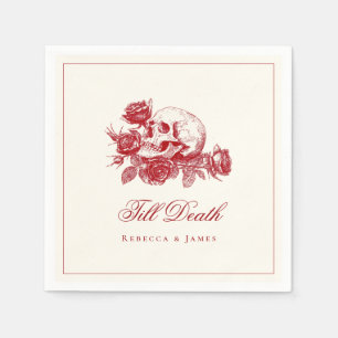 Till Death Red Skull Ro Gothic Bröllop Pappersservett