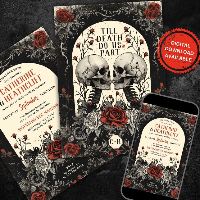 Till Death Ro Goth Wedding bjudande Inbjudningar (Skapare uppladdad)