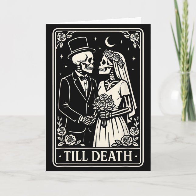 Till Death Skeleton Love Couples Gothic Wedding Br Kort (Framsida)