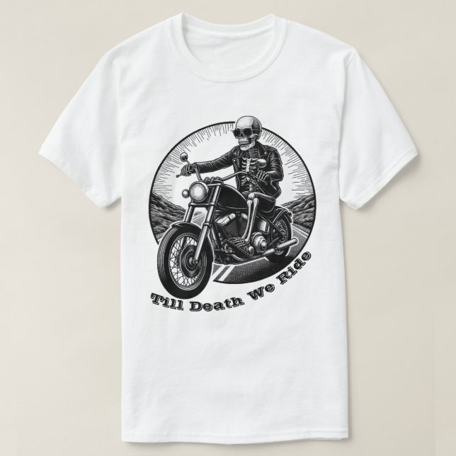 Till Death we Ride - Skeleton Biker Premium T-Shir T Shirt (Design framsida)