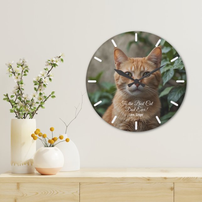 Till den bästa kattpappan någonsin Anpassad bild Stor Klocka (Skapare uppladdad)
