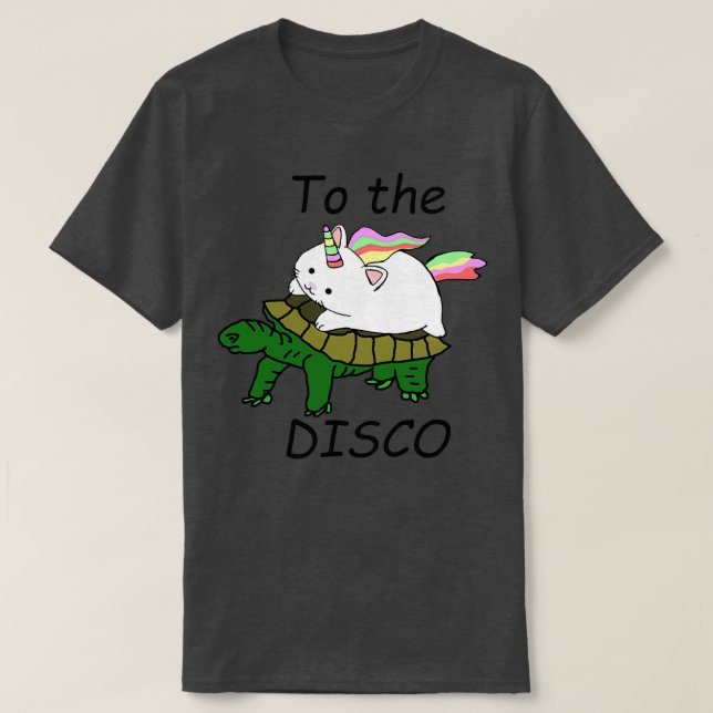 Till den disco Caticorn rides turtle T Shirt (Design framsida)