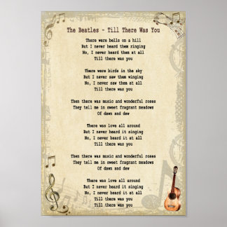 Till det var du Sång Lyric Wall Art-utskrift Poster