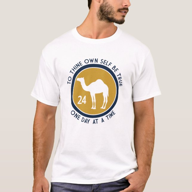 Till Ditt Eget Jag Var Ärlig – Guld & Blå Återhämt T Shirt (Framsida)