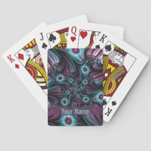 Till djupblått Rosa Abstrakt Fractal Art Namn Casinokort