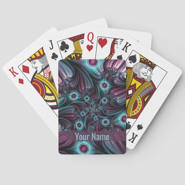 Till djupblått Rosa Abstrakt Fractal Art Namn Casinokort (Baksidan)