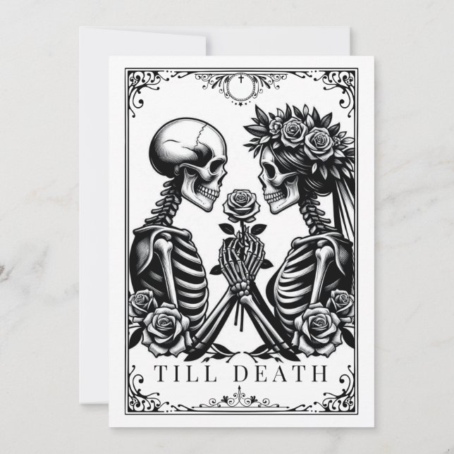 Till Död deltar vi i Tarot bröllop-inbjudan Inbjudningar (Baksida)