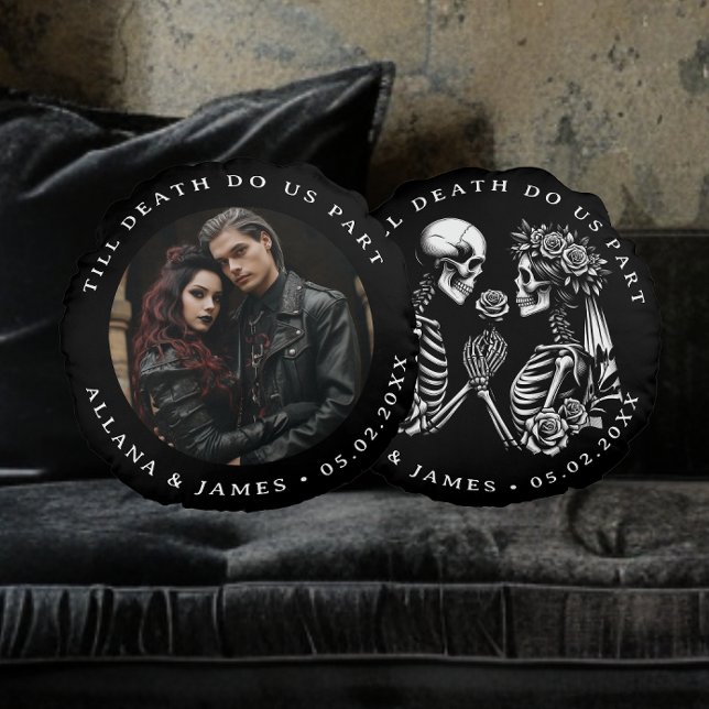 Till Död do oss del Gothic Bröllop Round Pillow Rund Kudde (Skapare uppladdad)