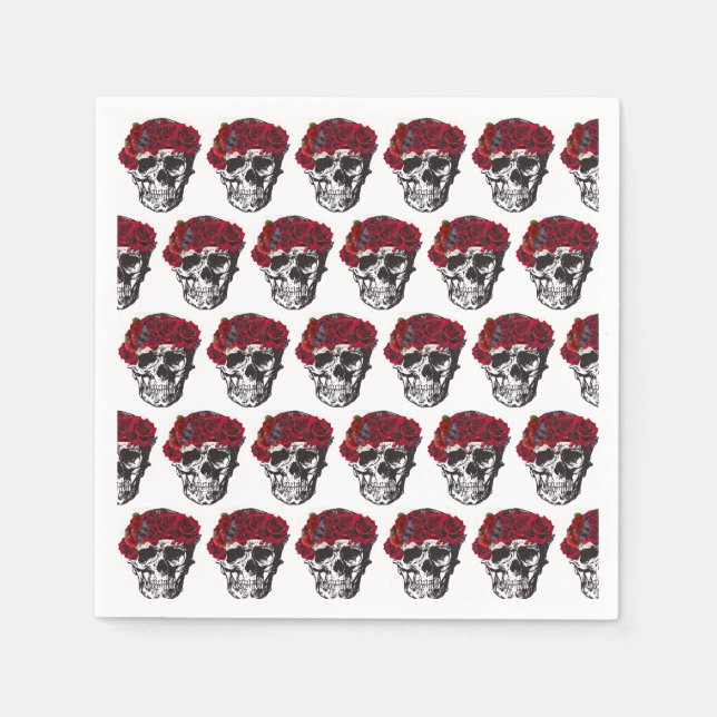 Till Död do oss del Röd ros Bröllop-kummel Pappersservett (Framsidan)