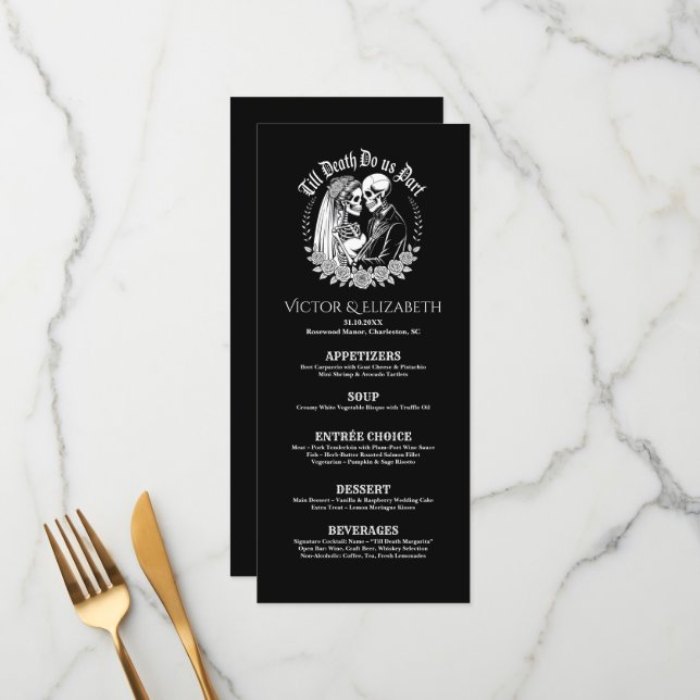 Till Död do oss Part Black and White Gothic Meny (Fram/Back In Situ)