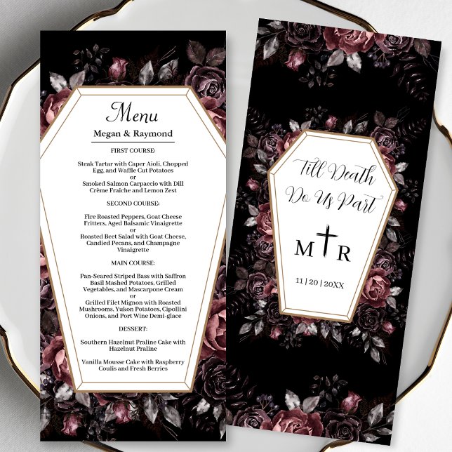 Till Död do oss Part Black Gothic Bröllop Menu Meny (Skapare uppladdad)