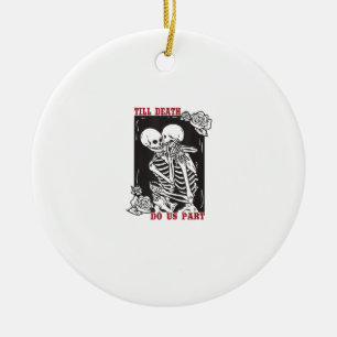 Till Död do oss Part Bröllop Skeleton Couple Vale Julgransprydnad Keramik