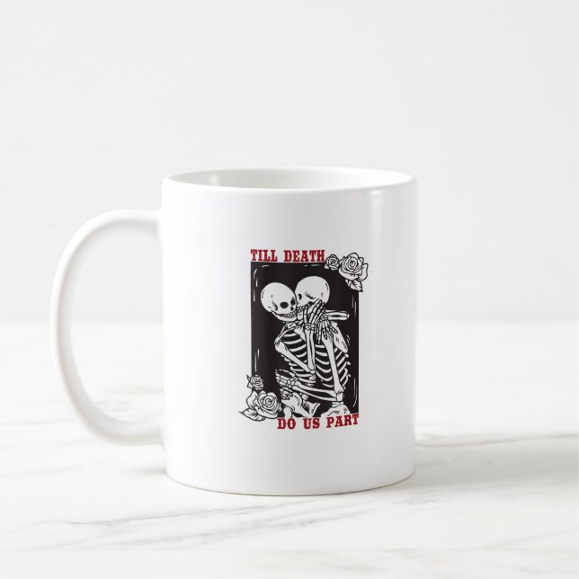 Till Död do oss Part Bröllop Skeleton Couple Vale Kaffemugg (Vänster)